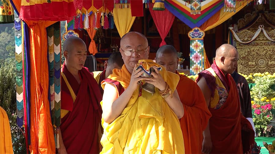 Je Khenpo presides over Salang Tendrel for Dewachen Spiritual Centre in Patabari